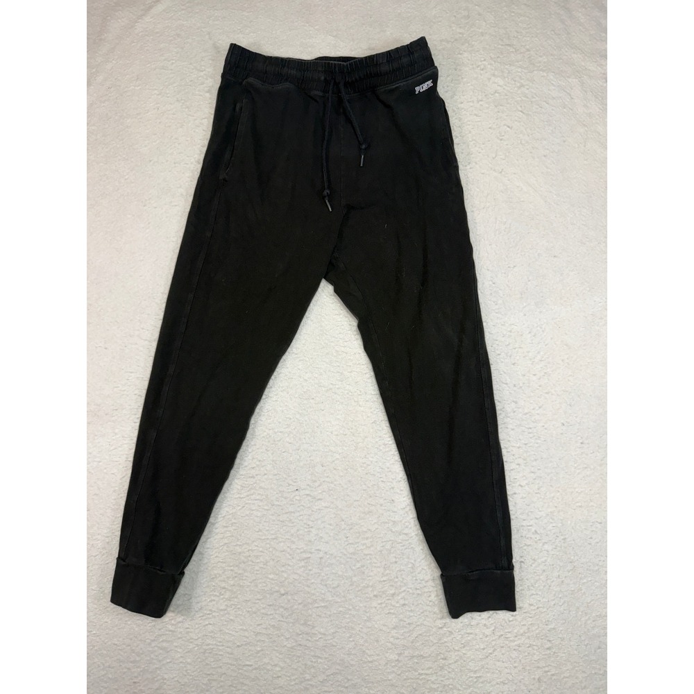 Pink Victoria's Secret Jogger Sweatpants Black Drawstring Pockets Large